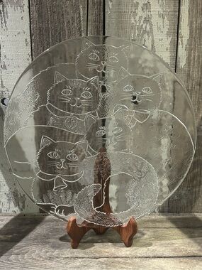 Vintage Pilgrim Glass 13” Cat Platter (C)